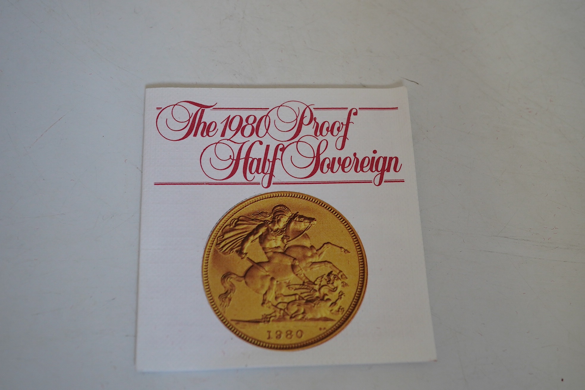 British gold coins, 1980 QEII proof gold half sovereign, in case of issue with certificate